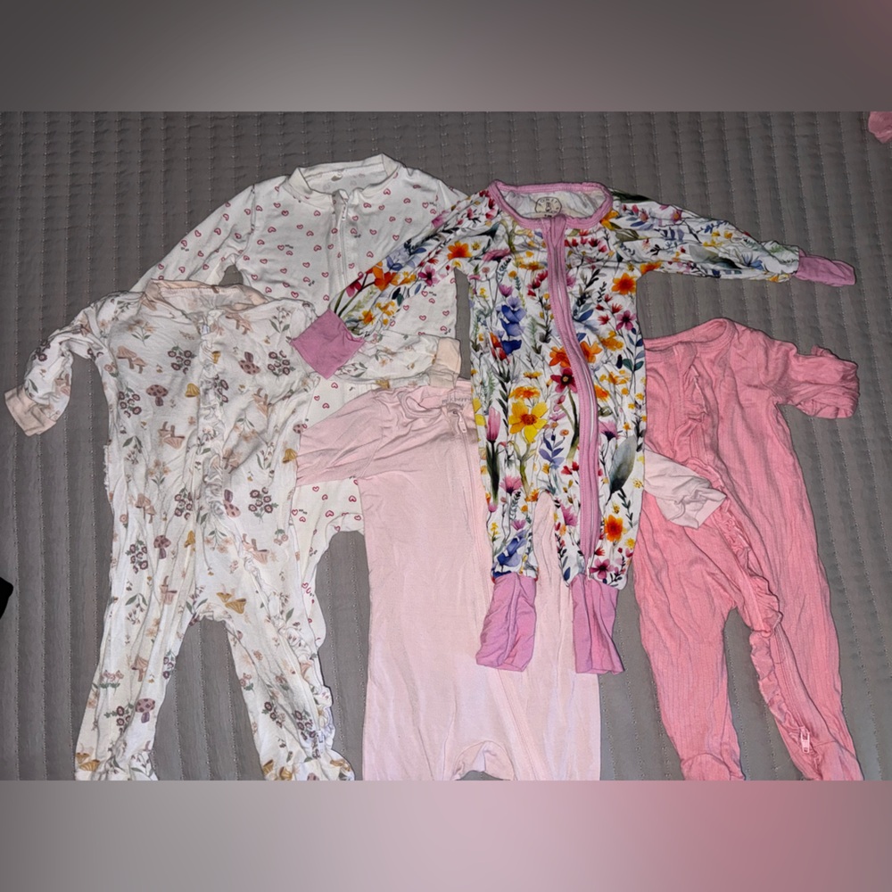 Floral and Pink Baby Onesies Set